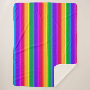 Irregular rainbow stripes sherpa blanket