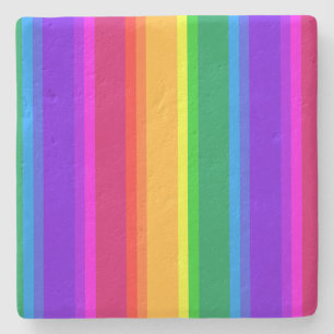 Irregular rainbow stripes stone coaster