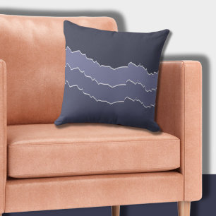Irregular Ripped Cool Grey Blue Striped  Throw Pillow