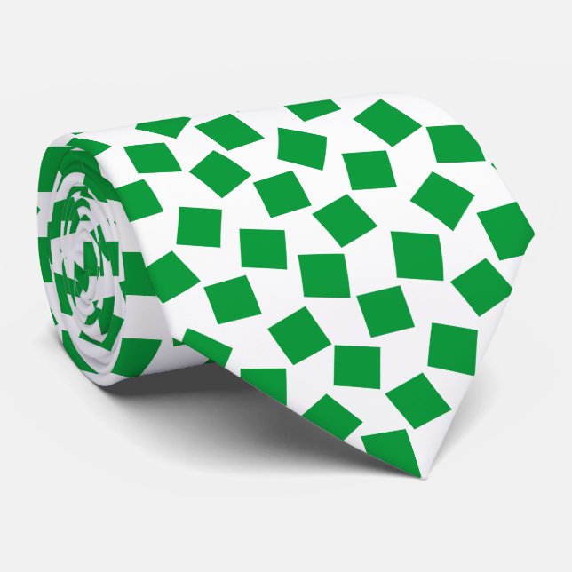 Irregular Squares - Grass Green on White Tie (Rolled)
