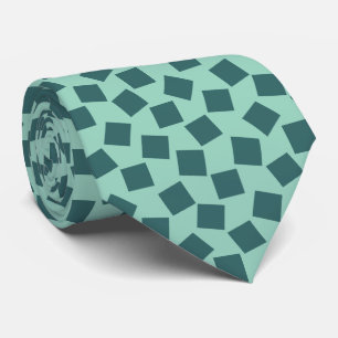 Irregular Squares - Moss Green on Light Teal Tie