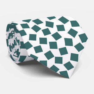 Irregular Squares - Moss Green on White Tie
