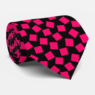 Irregular Squares - Neon Red on Black Tie