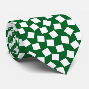 Irregular Squares - White on Forest Green Tie