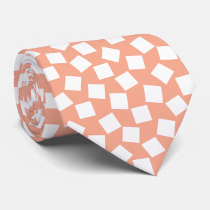 Irregular Squares - White on Peach Tie
