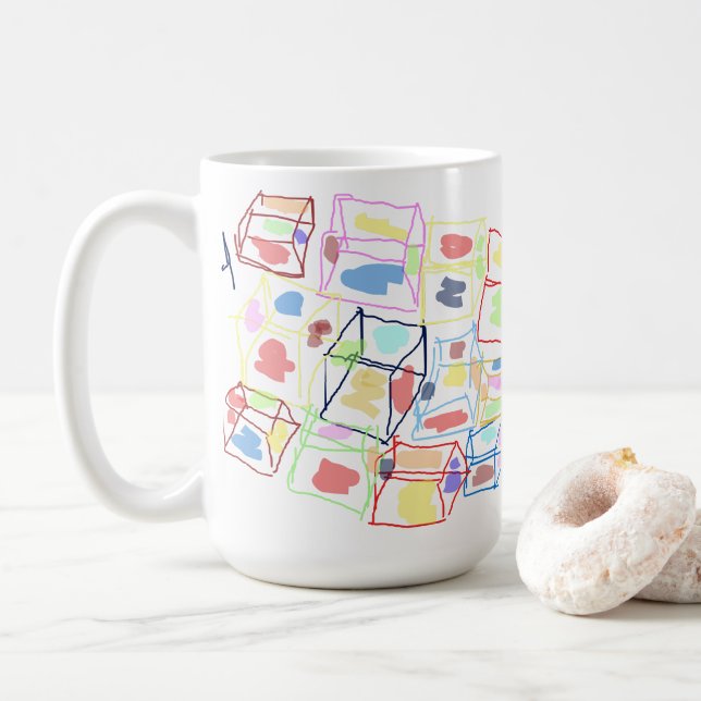 Irregular stack of boxes (Abstract) Coffee Mug (With Donut)
