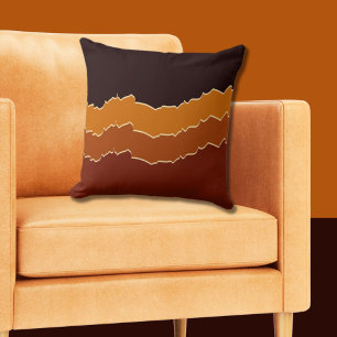 Irregular Torn Warm Orange & Black Stripes  Throw Pillow