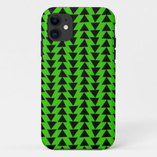 Irregular Triangles - Black on Green iPhone 11 Case