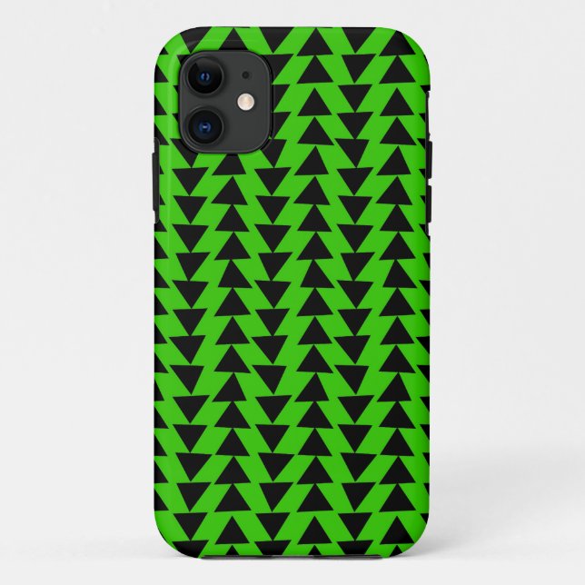 Irregular Triangles - Black on Green Case-Mate iPhone Case (Back)