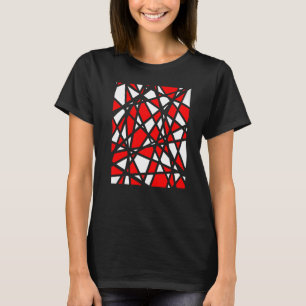 Irregular White Shapes With Red Accents Abstract T-Shirt