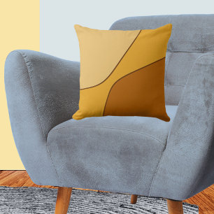 Irregular Yellow & Golden Brown Quarter Shapes   Throw Pillow