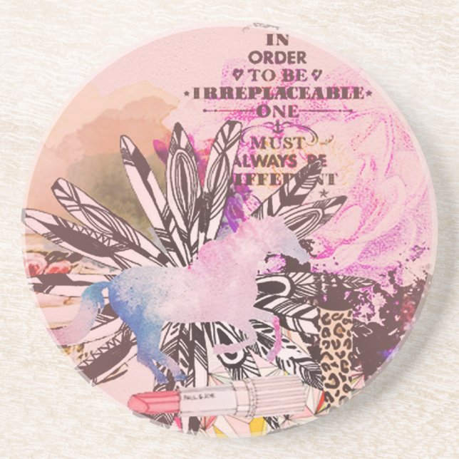 Irreplaceable, quirky kitsch girly art. coaster (Front)
