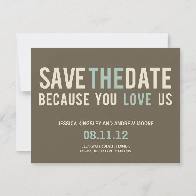 Irresistible Request Save The Date Card - Grey (Front)