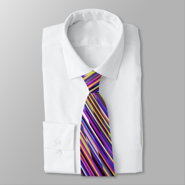 Irridicent Multicolored Stripes Neck Tie (Tied)