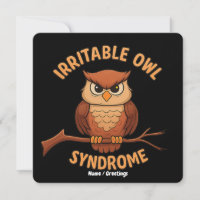 Irritable Owl Syndrome Funny Angry Owl Cartoon Pun