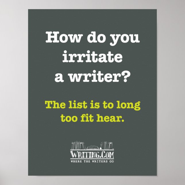 Irritate a Writer. Poster (Front)