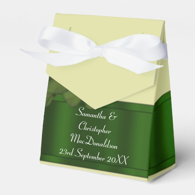 Irsh Green shamrock wedding Favor Box (Front Side)