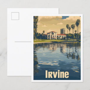 Irvine California Art Vintage Travel Illustration Postcard