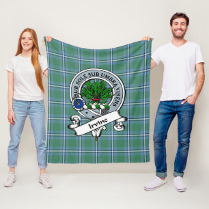 Irvine Clan Badge Tartan Plaid Fleece Blanket