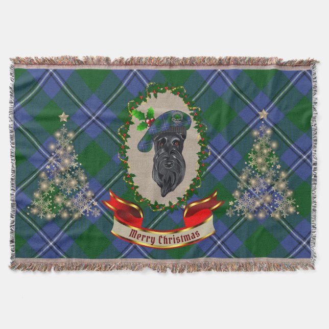 Irvine Scottie Dog Christmas Throw Blanket (Front)