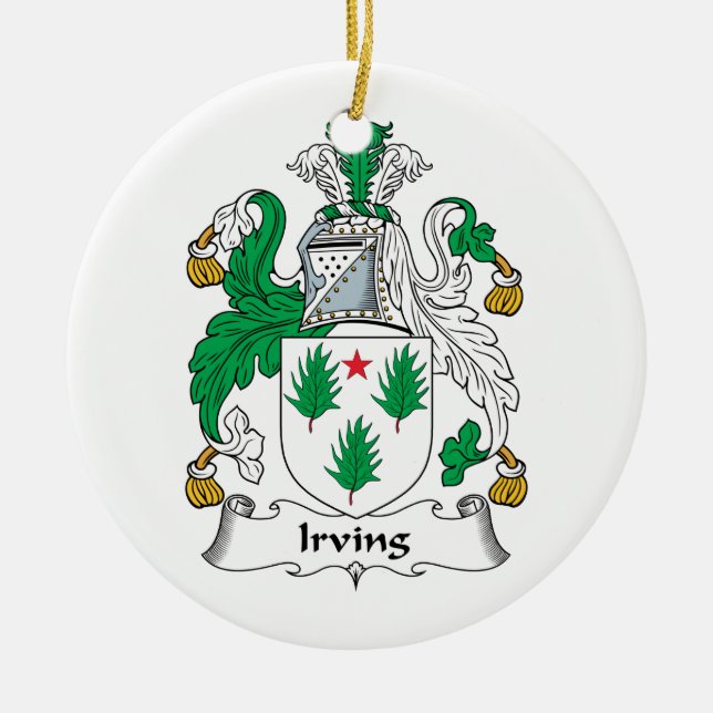 Irving Family Crest Ceramic Ornament (Front)