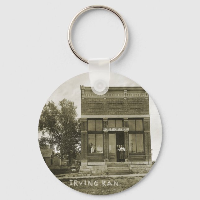 IRVING KANSAS POST OFFICE PHOTO MARSHALL COUNTY KS KEYCHAIN (Front)
