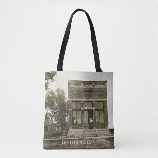 IRVING KANSAS POST OFFICE PHOTO MARSHALL COUNTY KS TOTE BAG (Front)