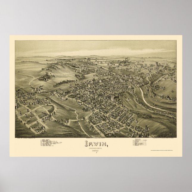 Irwin, PA Panoramic Map - 1897 Poster (Front)