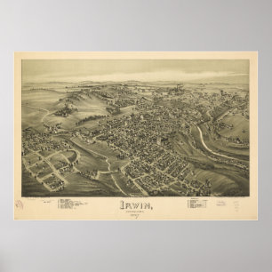 Irwin Pennsylvania 1897 Antique Panoramic Map Poster