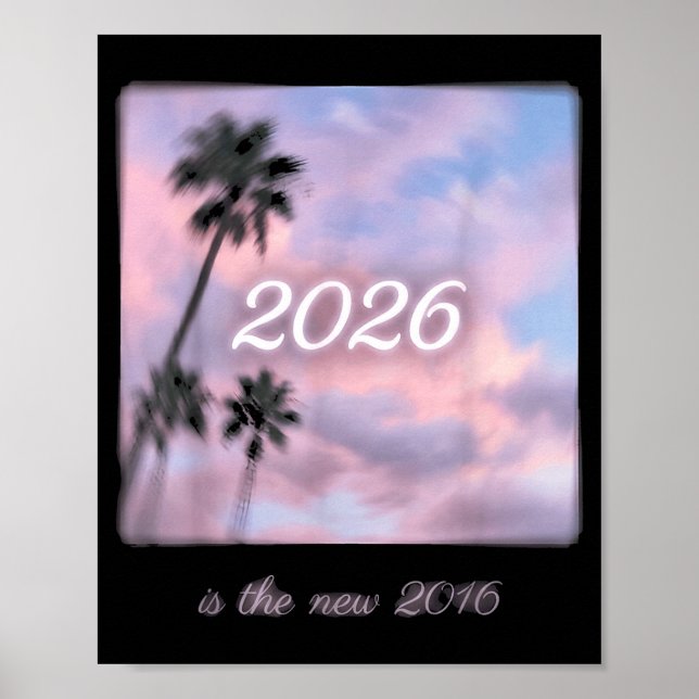 Is 2016 Retro Palm Tree Sunset Poster (Front)