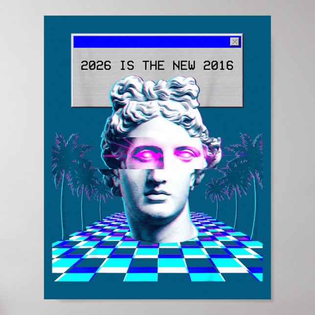 Is 2016 Vaporwave Glitch Statue Aesthetic Poster (Front)