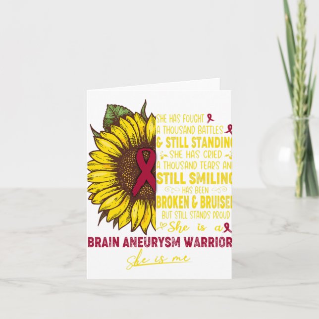 Is A Brain Aneurysm Warrior She Is Me  Card (Front)
