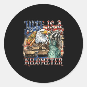 Is a kilometre funny 4th of july founding father  classic round sticker