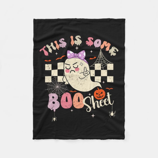 Is Boo Sheet Cute Ghost Retro Halloween Costume Wo Fleece Blanket (Front)