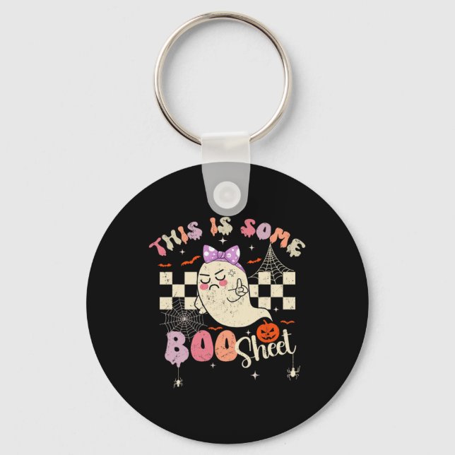Is Boo Sheet Cute Ghost Retro Halloween Costume Wo Keychain (Front)