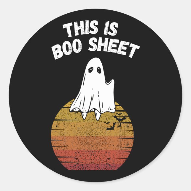 Is Boo Sheet Ghost Retro Halloween Easy Costume  Classic Round Sticker (Front)