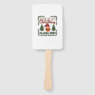 Is Christmas Pajama Basketball Santa Hat Trees Hand Fan
