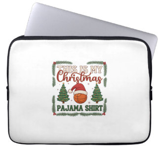 Is Christmas Pajama Basketball Santa Hat Trees Laptop Sleeve