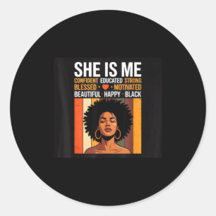 Is confident educated strong black woman afro classic round sticker