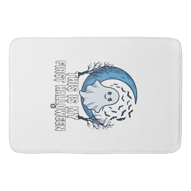 Is First Halloween Ghost Crescent Moon Bats_1 Bath Mat (Front)