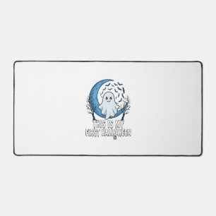 Is First Halloween Ghost Crescent Moon Bats_1 Desk Mat