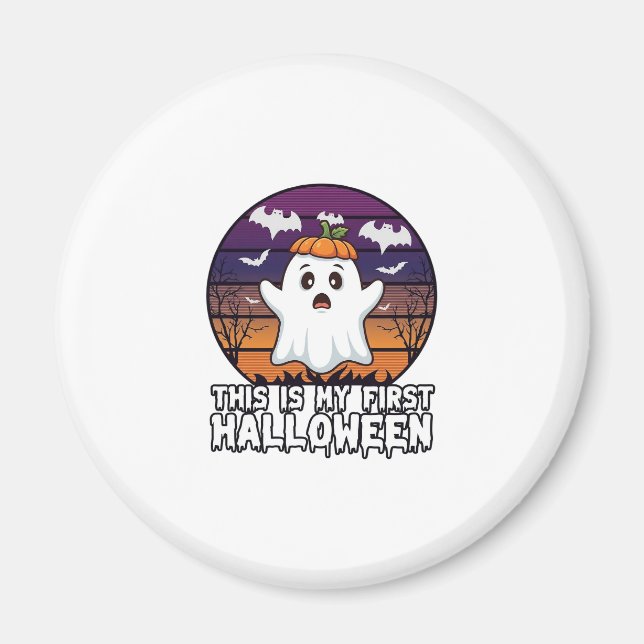 Is First Halloween Ghost Pumpkin Hat Bats_1 Magnet (Front)