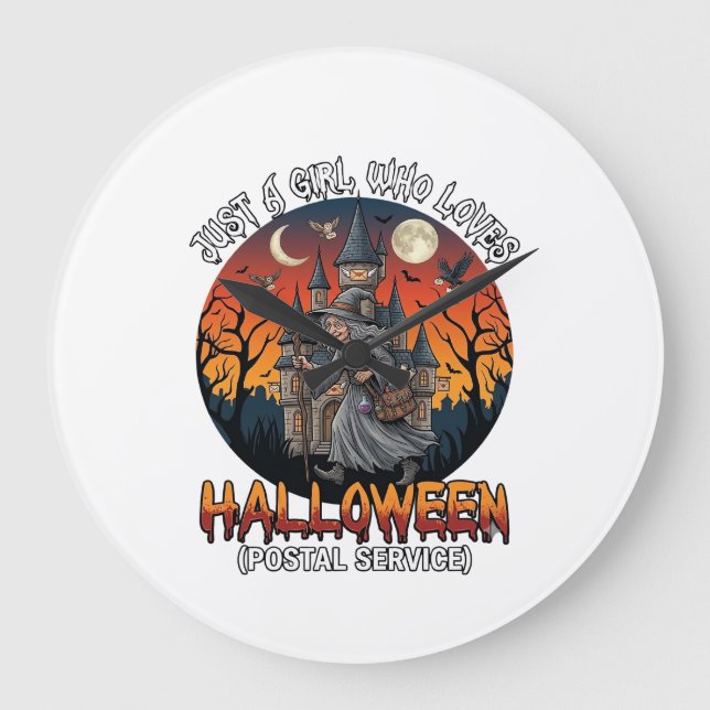Is Halloween Witch Everybody Make Scene Postal Wor Large Clock (Front)