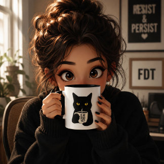 Is He Dead Yet? Black Cat Mug | Funny Political