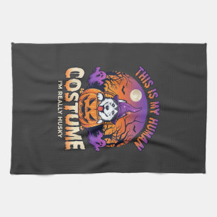 Is Human Costume Husky Pumpkin Halloween Ghosts_1 Kitchen Towel