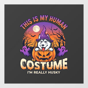 Is Human Costume Husky Pumpkin Halloween Ghosts_1 Window Cling