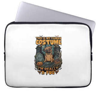 Is Human Costume Pug Halloween Pumpkin Tombstone_1 Laptop Sleeve