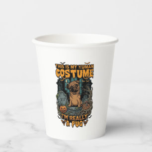 Is Human Costume Pug Halloween Pumpkin Tombstone_1 Paper Cups
