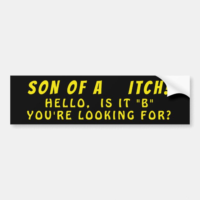 Is it B you're looking for? Bumper Sticker (Front)