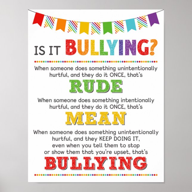 Is It Bullying Classroom Anti Bully Campaign Poster (Front)